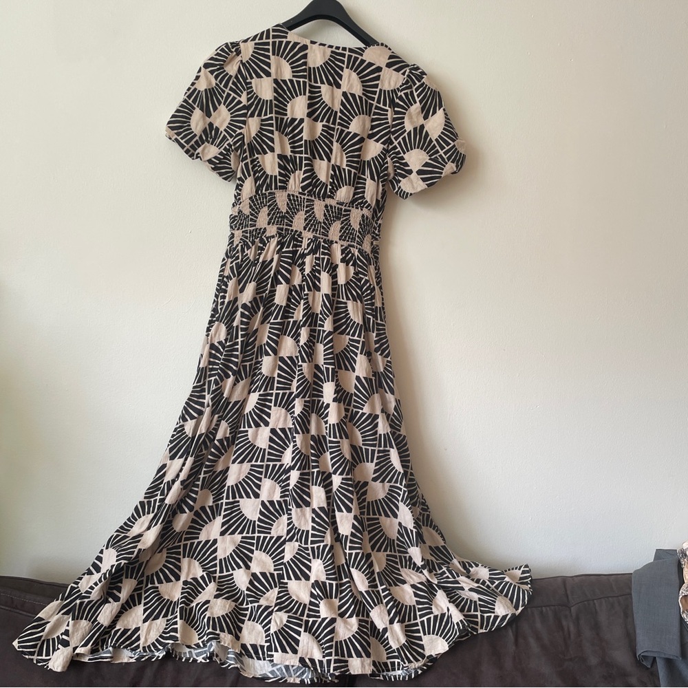 Anthropologie Katerina Button down Puff-Sleeve V-Neck Printed Maxi Dress Small - Picture 12 of 16